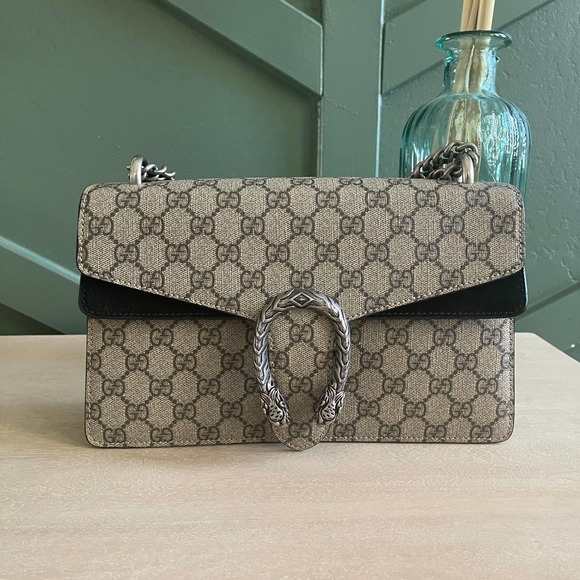 Gucci Handbags - Gucci Supreme Dionysus Small Black Shoulder Crossbody Bag